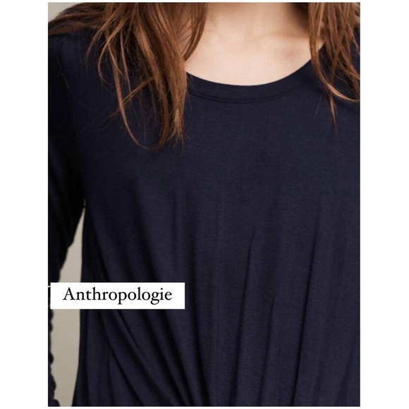 New Anthropologie Agency Twist Front Long Sleeve Top by On the Road Navy XSP NWT - Picture 2 of 8